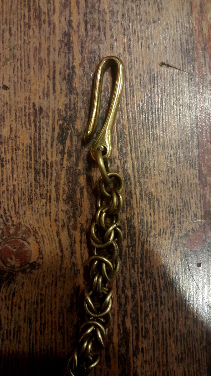 アクセサリー 80s bronze chain necklace/wallet chain Handmade Bronze Brass Wallet Chain With Wrench Spanner Hook