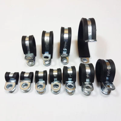 SPLITCHARGE.CO.UK Rubber Lined Zinc Plated Mild Steel Metal P Clip Clamp Hose Cable *All Sizes*