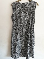 Ladies' MANGO Collection Black & White Patterned Belted Sleeveless Dress Size L