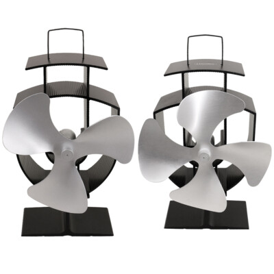 Silver 3 4 Blade Eco Friendly Stove Fan Heat Powered Log Wood Burner Top Fan  | eBay