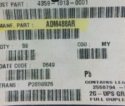 ADM488AR ANALOG DEVICE IC TX/RX RS-485 LO-SLEW 8SOIC 4 PIECES