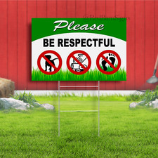 Keep Off Grass Sign with Stake, Keep Dogs Off Lawn Sign, No Littering