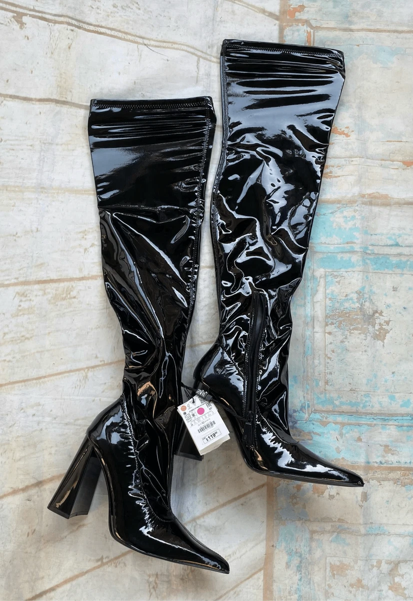 zara black patent boots