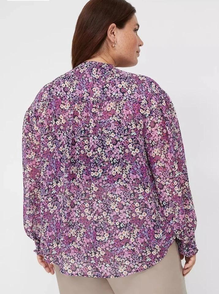 Lane Bryant Womens Chiffon Top Plus Size 18  Floral Long Sleeve Blouse Casual - image 2 of 4