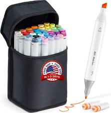 40 Colores Rotuladores Permanentes Con Puntas Dobles Marcadores De Arte Para...