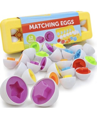 Matching Egg Shape Color Game Toddler Kids Easter Eggs Toys Puzzle Play Set New