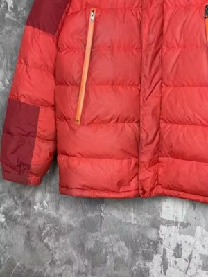 Marmot Men L Goose Down 700 Red Puffer Full Zip Winter Hooded