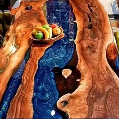 Blue Epoxy Resin Table | Epoxy Dining & Coffee Table for Home Decor - Image 2 of 4