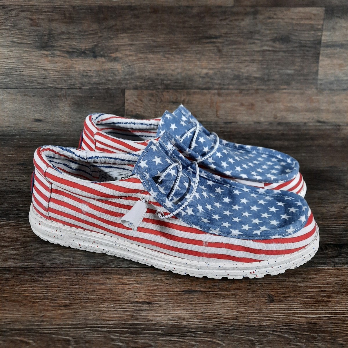 Hey Dude Wally Patriotic Stars and Stripes Mens Shoes Size 8  display picture 2