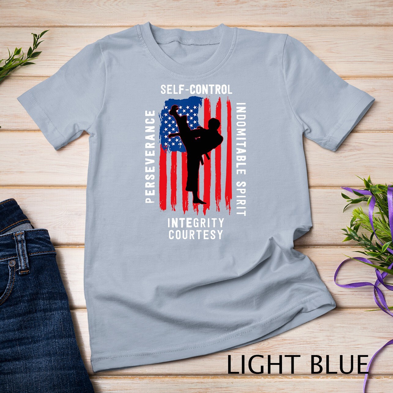 Taekwondo 5 Tenets Martial Arts Sports USA Flag Unisex T-shirt