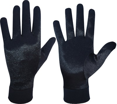 SEIDIGE HANDSCHUHE LINER SKI MOTORRAD FAHREN WANDERN SNOWBOARD INNEN SCHWARZ & WEISS