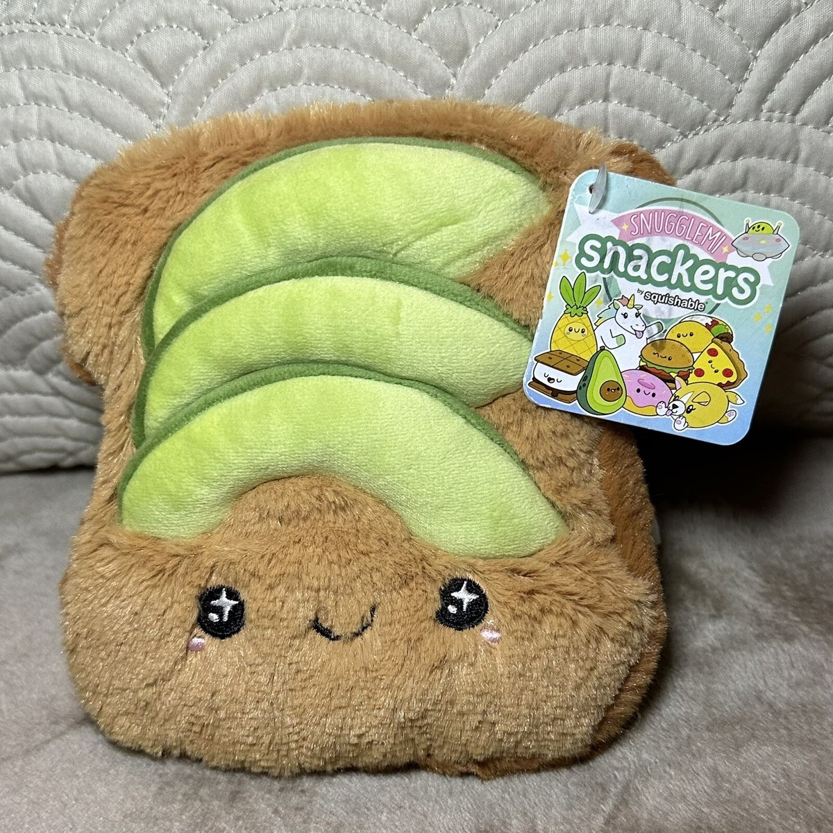 NWT Squishable Snugglemi Snackers Avocado Toast 6” Plush Bite