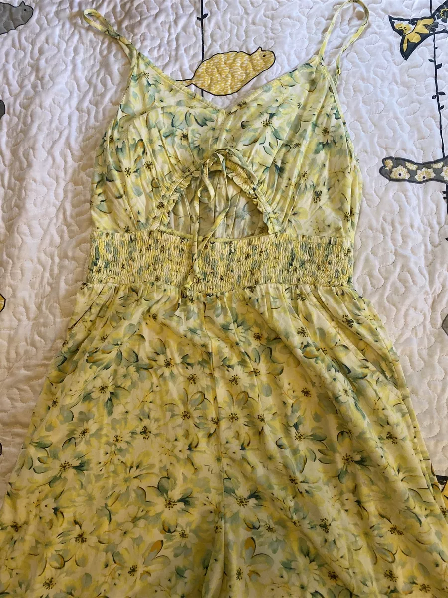 NWOT American Eagle Yellow Floral Jumpsuit Romper Size Medium M eBay