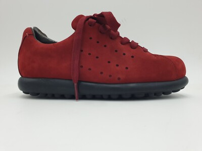 Camper Chaussure Femmes en Daim Rouge Pelotas