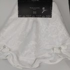 Tahari Home Christmas Slim Tree Skirt 54" White Damask Bling Rhinestones