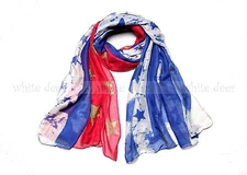 72" American Flag Print Retro 4th of July Summer Scarf Star Stripe Red Blue