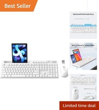 Compact 2.4G Wireless Keyboard  Mouse Set - Ergonomic Design in White