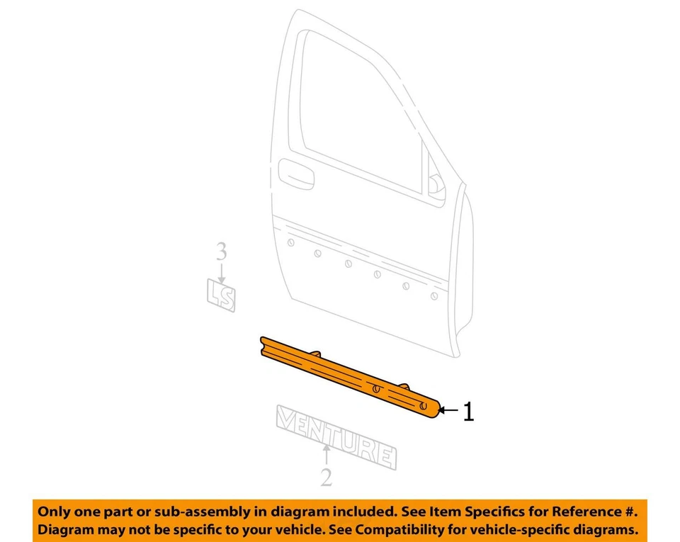 SE ADAPTA A CHEVROLET VENTURE MOLDING 2000-2005 ASM FRT S D LWR LH 19153585 - NUEVO OEM Foto 2 de 3