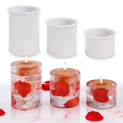 Candle Holder Resin Molds, Set of 3 Cylindrical Tealight Candle Holder Silico...
