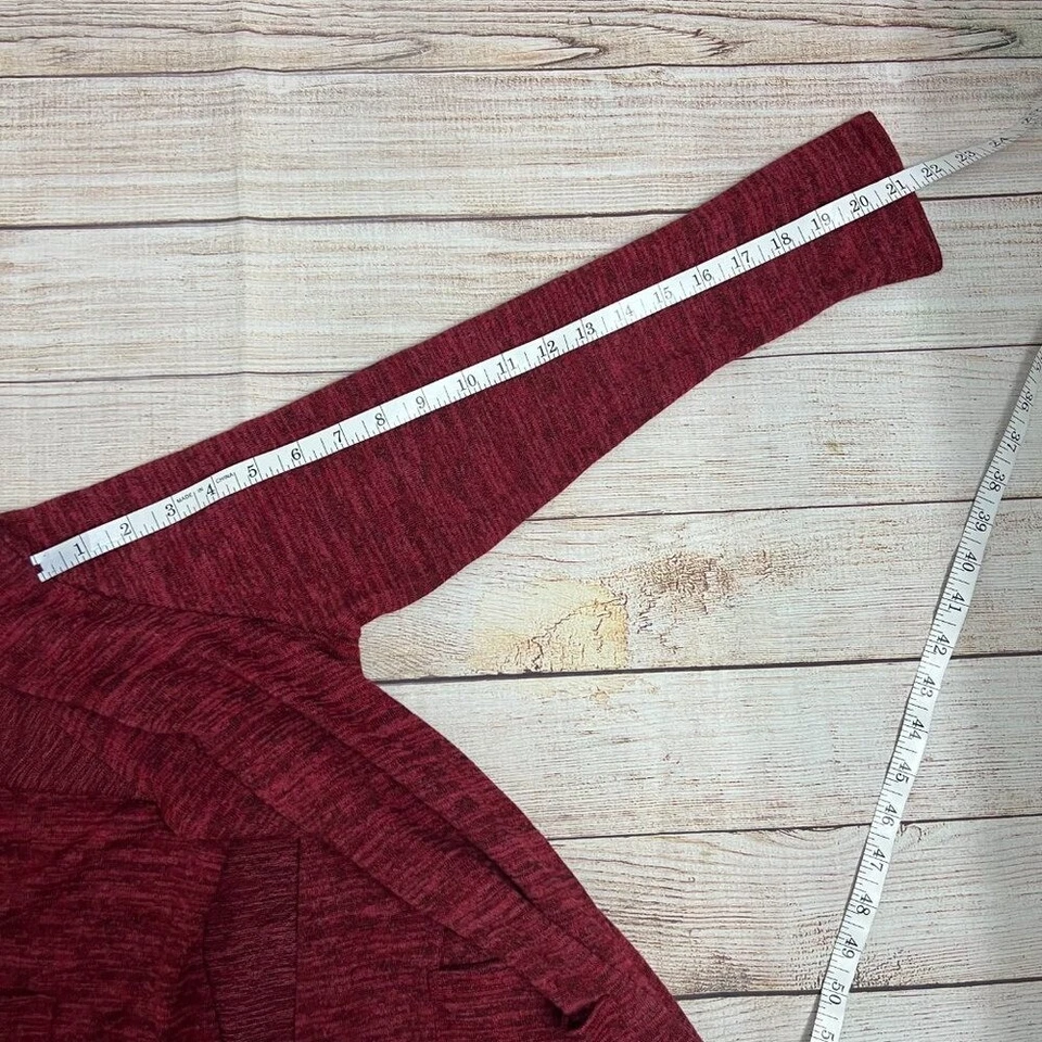 Cárdigan LuLaRoe Sarah Mediano Rojo Borgoña Jaspeado Largo Plumero Frente Abierto Foto 3 de 4