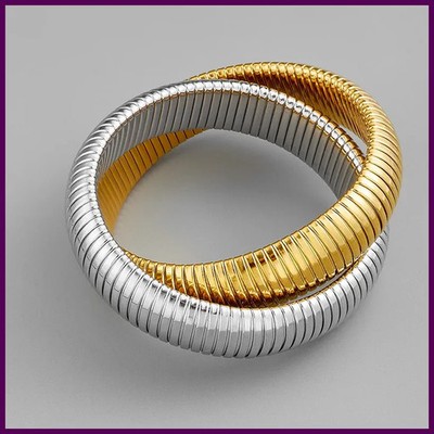 New 316L Stainless Steel Two Three Laps Elastic Charms Bracelet for Women Men