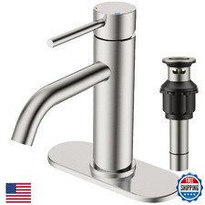 FORIOUS Single Handle Bathroom Faucet, Brushed Nickel, 1 or 3 Hole Sink