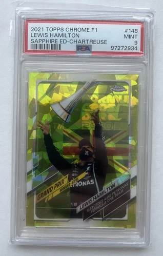 2021 Topps Chrome Sapphire F1 - 148 - Lewis Hamilton - Chartreuse /199 PSA 9
