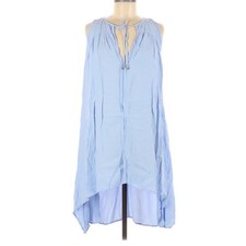 Faithfull The Brand Blue Sleeveless High Low Dress Womens Size 6 Lace Up Neck