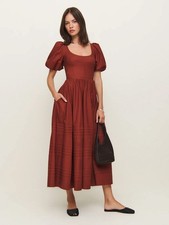 Reformation Everlyn Dress Fig Jam Size 8 puff sleeve milk maid dress boning