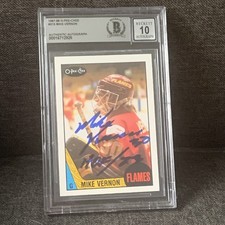 1987 O Pee Chee Mike Vernon Rookie Signed Inscribed HOF 23 BGS BAS 10 Autograph