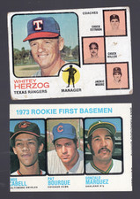 2 CARDS HIGH NUMBERS  1973 Topps Baseball HERZOG. 549. ROOKIES  605