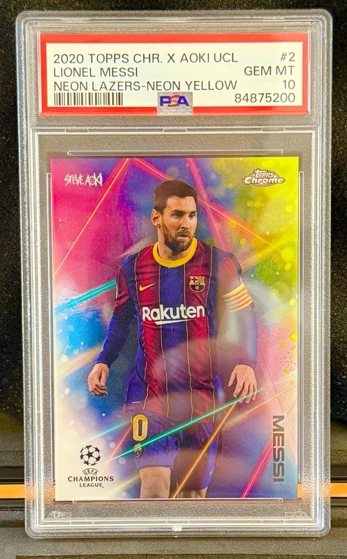 Topps UCL Chrome X Lionel Messi Barcelona Neon Yellow NL-2 /50 PSA 10