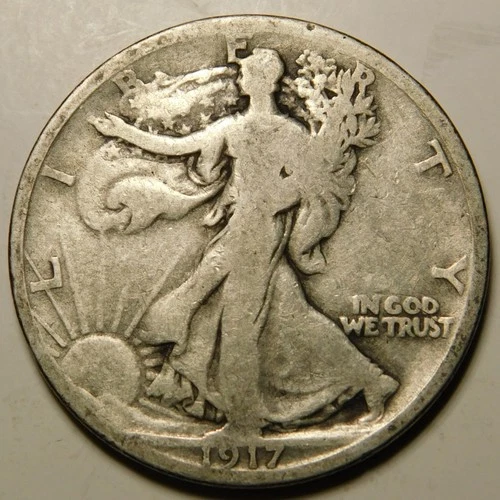 1917 P Walking Liberty Half Dollar 90% Silver G - VG   "As Pictured-Not Cleaned"