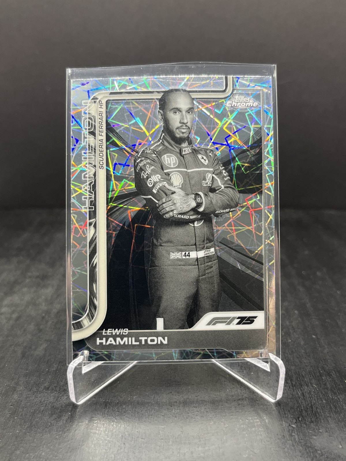 2025 Topps Chrome F1 Lewis Hamilton Portrait Black & White Lazer #4 (B)