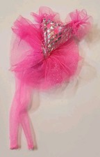 BARBIE DRESS TUTU ATTACHED TIGHTS NEED SEWN PINK GLITTER FASHION DOLL CLOTHES