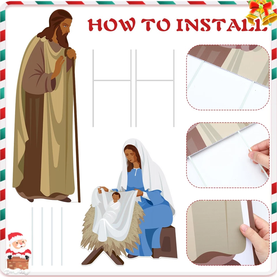 Juego de 2 belenes grandes de Navidad al aire libre afroamericanos religiosos negros... Foto 3 de 4