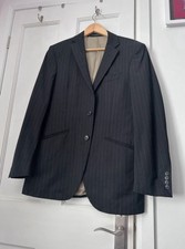 Autograph M&S pinstripe wool blend suit jacket 38” chest. Black VGC