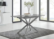 Image of LIRA Grey High Gloss 120-160cm Extendable Kitchen Dining Table - Seconds