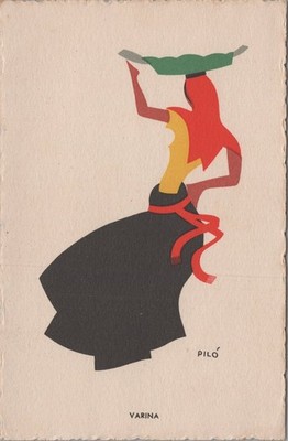 Vintage Portuguese Costume Piló - Varina Woman Art Portugal Art Pilo Postcard