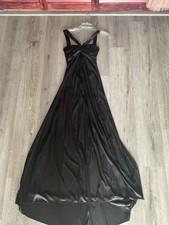 Black Formal Gown Floor Length Open Back Strappy Prom Evening Dress Size 6