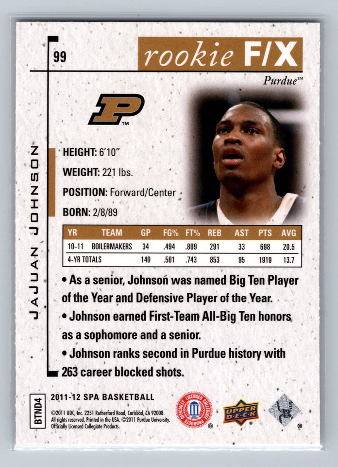 2011-12 SP Authentic #99 JaJuan Johnson - Image 2 of 2