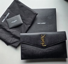 Saint Laurent YSL Medium Pouch Black Calfskin Leather, Box & Dust Bag