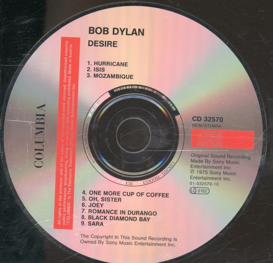 Bob Dylan Desire CD Österreich Columbia CD32570 - Bild 3 von 3