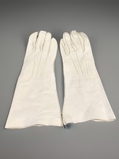 VTG Mint GRANDOE White Leather Winter Classic Driving Gloves Women's Size 6 1/2