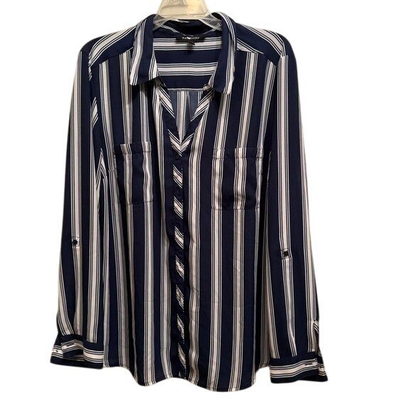 Relativity Striped Button Front Blouse – Women's … - image 1