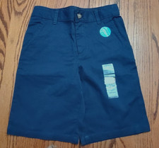 NWT Carter's Boys 4, 8, 12 Classic Flat Front Shorts Zipper Button Pockets Blue