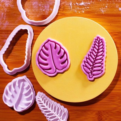 Monstera & Farnblatt Ausstecher + Stempelset - Mini Tropische Blätter Form