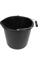 2x Black Bucket 3 Gallon Builders Buckets 14.5Litre Strong Plastic