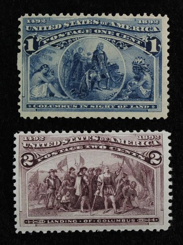 CKStamps: US Stamps Collection Scott#230 231 1c 2c Columbian Mint NH OG