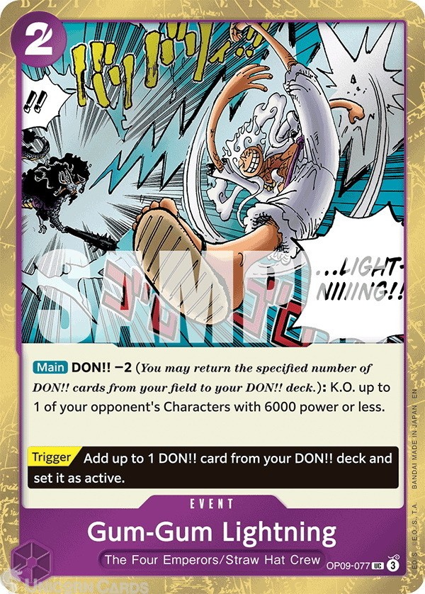 OP09-077 Gum-Gum Lightning : Uncommon Pirate Foil English One Piece TCG Card : P